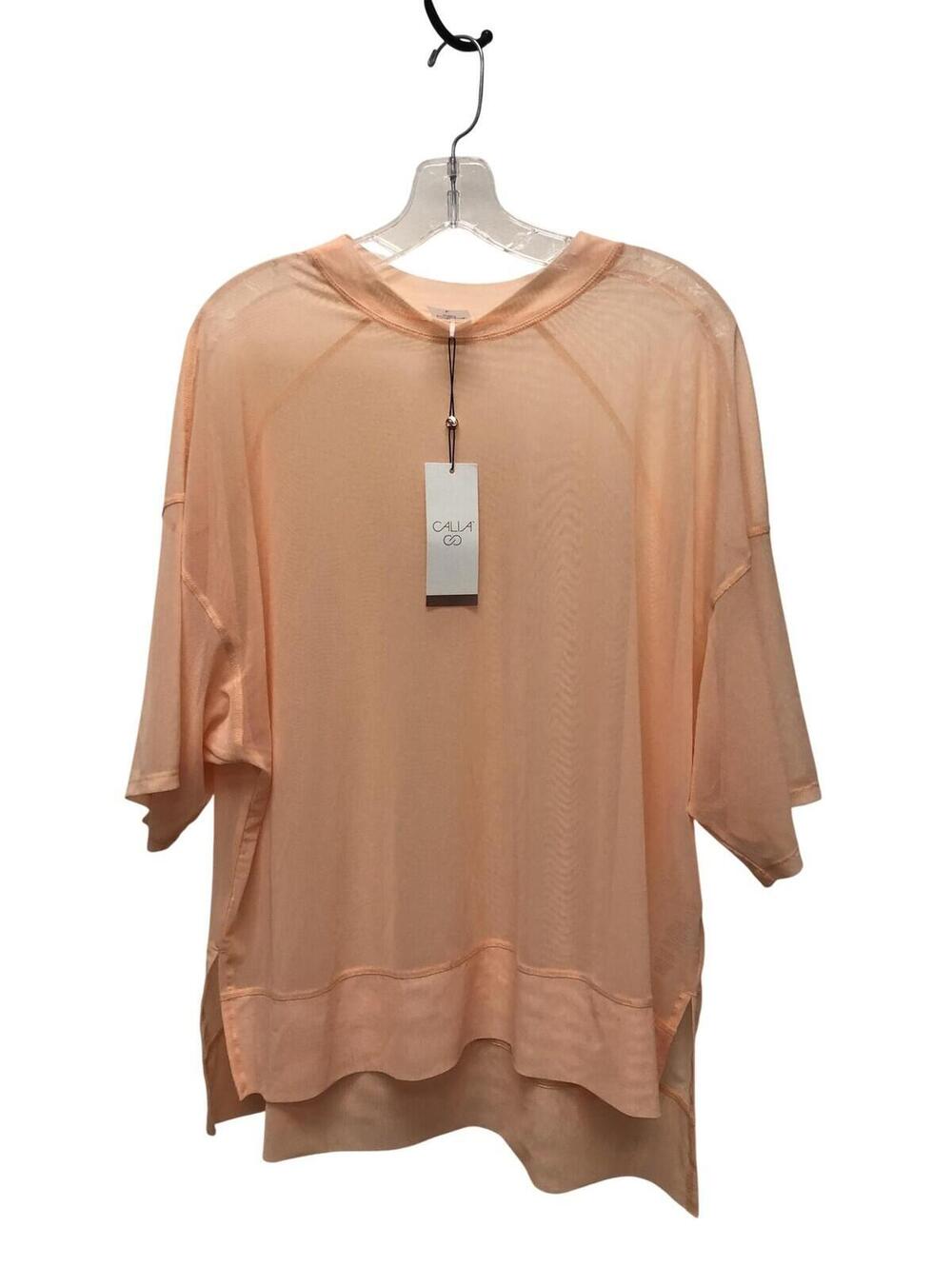 CALIA Shirt Womens Large Pink Oversized Mesh Sheer Raglan Short Sleeve Workout